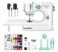 Ykall Sewing Machine with Extension Table, 12 Stitches, LED, 2-Speed | 6 presser feet, foot pedal, adjustable tension, twin needle, 5 spare needles, ideal for quilting & clothing repairs