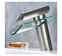 YKCITSQTR Bathroom Sink Basin Faucet Countertop Installation Single Handle Waterfall Glass Nozzle Hot and Cold Water Faucet with Countertop (Chrome)