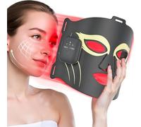 YKeluxon Face Mask Light Therapy, LED Red Light Therapy for Face, Infrared & Red Light Therapy for Face, 6000mAh Rechargeable Portable Redlight Facial Device for Home Use (Black A)