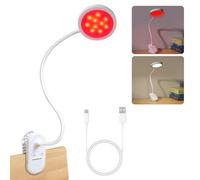YKeluxon Red Light Therapy 625nm Reading Lights, LED Happy Lamp 4500K, Sleep Aid Lamp Dimmable, Rechargeable Eye Care Clip on Light with or Desk, Laptop, Table, Headboard (White)