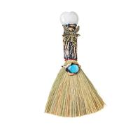 Ykendz Crystal Witch Wiccan Altar Broom,Witchcraft Witches Pagan Altar Decor, Handmade Ritual Magic Ceremonial(White crystal)