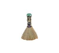 Ykendz Witch Broom Halloween Crystal Witch Wiccan Altar Broom, Magic Broom Witchcraft Witches Pagan Altar Decor, Handmade Ritual Magic Ceremonial (Dongling Jade)