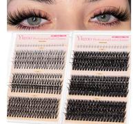 Ykeoo Individual Eyelashes 516pcs Natural Cluster Lashes D Curl Fluffy Lash Clusters Wispy Individual Lashes Cluster for DIY Lash Extensions at Home(10-16mm 40+50+60+80+100+120D+Bottom Lashes)
