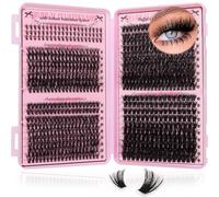 Ykeoo Individual Eyelashes 740pcs Natural Cluster Lashes D Curl Fluffy Lash Clusters Wispy Individual Lashes Cluster for DIY Lash Extensions at Home (9-16mm 60+80+100+120D+Bottom Lashes)