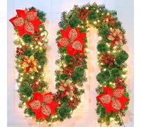 Ykgutilu Christmas Garland with LED Lights,Christmas Rattan Artificial Vine for Xmas Festival Tree,Christmas Decorations Artificial Indoor for Stairs, Fireplace, Door, Xmas Trees, Garden,Gift