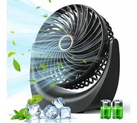 Ykgutilu Desk Fan, Small Table Fan with Strong Airflow Quiet Operation Portable Fan Speed Adjustable Head 360°Rotatable Personal Fan for Home Bedroom Office Outdoor Table and Desktop (Black)