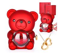 Ykgutilu Eternal Rose, Rose Bear for Valentine's Day, Box and Necklace of Preserved Rotatable Rotatable Roses, Women's Gift, Valentine's Day, Mother's Day, Birthday Gift