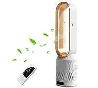 Ykgutilu Tower Fan, Bladeless Fan with Air Purifier, Oscillating Fan with Remote Control, 8 Speeds, 80° Swing, LED Display, Silent Floor Fan for Home, Office