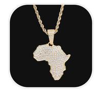 YKHBC Africa Necklace Fashion Copper set with zircon Country Republic Flag Pendant Jewelry for Women Men Hip Hop Gift (Style B)