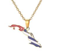 YKHBC Cuba Flag Necklace Fashion Stainless Steel Country Republic Flag Pendant Jewelry for Women Men Hip Hop Colorful Gift (Style A)