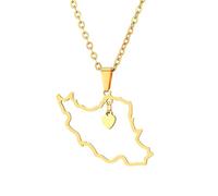 YKHBC Iran Fashion Stainless Steel Necklace Country Republic Map Flag Pendant Jewelry for Women Men Hip Hop Colorful Gift (Style C)