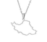 YKHBC Iran Fashion Stainless Steel Necklace Country Republic Map Flag Pendant Jewelry for Women Men Hip Hop Colorful Gift (Style J)