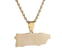 YKHBC Puerto Rico Map Necklace,Puerto Rico Map Pendant,PR Puerto Ricans Patriotic Jewelry Adjustable Chain Accessories Chain Gifts (14)