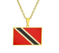 YKHBC Trinidad and Tobago Flag Necklace Fashion Stainless Steel Country Republic Flag Pendant Jewelry for Women Men Gift (Style A)