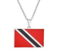 YKHBC Trinidad and Tobago Flag Necklace Fashion Stainless Steel Country Republic Flag Pendant Jewelry for Women Men Gift (Style B)
