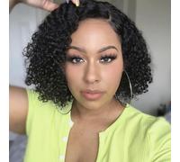 YKHJH Material: This wig has a timeless classic shape, Brazilian Remy human hair, healthy, soft, not easy to tangle, durable, this short curly human hair wig definit