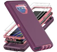 YKHJKLEC for Samsung Galaxy Note 9 Case, Military Grade Shockproof/Drop Proof/Dust Proof Case with 2Pcs Self Healing Flexible TPU Screen Protector & Camera Lens Protector (Purple/Pink)