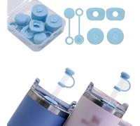 YKIAMGH Spill Stopper for Stanley Cup 40oz 30oz Tumbler with Handle Quencher Accessories, Include Reusable Straw Cover, Leak Stopper and Spill Plug Lid, 6pcs (H2.0, Blue)