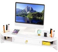 YKJGRTF Computer Monitor Stand Riser-Triangle Riser- Curved White Desktop Organizer For 2 Monitors- Large Desk Corner Riser(White)
