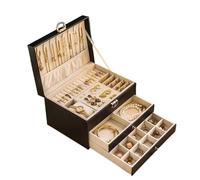 YKJGRTF Jewellery box organiser Jewlary Storage Box Jewelry Organizer Box With Large Capacity Jewellery Storage Box For Necklaces And Earrings(Black)