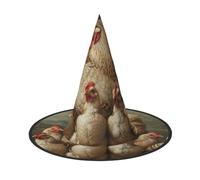 YKJJFVZ A Brood Of Chickens Print Trendy Witch Hat,Creative Party Hats,Perfect For Creative And Spooky Costumes
