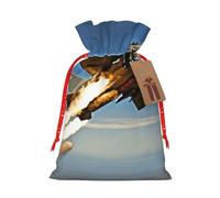 YKJJFVZ Aircraft Fighter Jets Print Versatile Drawstring Christmas Gift Bags,Burlap Material,Xmas Wrapping Bags,Candy Bags