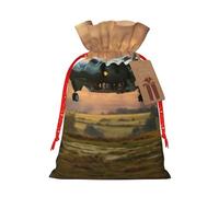 YKJJFVZ Aircraft Fighter Jets Print Versatile Drawstring Christmas Gift Bags,Burlap Material,Xmas Wrapping Bags,Candy Bags