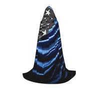 YKJJFVZ American Thin Blue Line Flag Print Medieval And Renaissance Cloak With Hood,Wizard,Vampire And Halloween Costumes