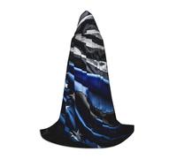 YKJJFVZ American Thin Blue Line Flag Print Medieval And Renaissance Cloak With Hood,Wizard,Vampire And Halloween Costumes