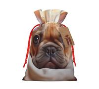 YKJJFVZ Animal Dog French Bulldog2 Print Versatile Drawstring Christmas Gift Bags,Burlap Material,Xmas Wrapping Bags,Candy Bags