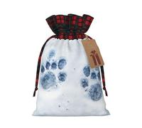 YKJJFVZ Animal Paw Prints Print Drawstring Gift Bags,Christmas Gift Wrapping Sacks Pouches For Xmas Presents Party Favor