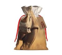 YKJJFVZ Animal Rhino2 Print Versatile Drawstring Christmas Gift Bags,Burlap Material,Xmas Wrapping Bags,Candy Bags