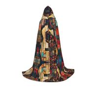 YKJJFVZ Art Guitar Pattern Print Medieval And Renaissance Cloak With Hood,Wizard,Vampire And Halloween Costumes