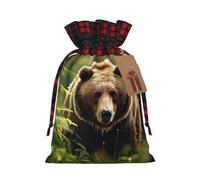 YKJJFVZ Bear Wallpapers3 Print Drawstring Gift Bags,Christmas Gift Wrapping Sacks Pouches For Xmas Presents Party Favor