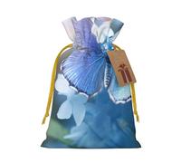 YKJJFVZ Beautiful Blue Butterfly Print Medium Size Drawstring Gift Bags Jewelry Pouches For Candy Wedding Favors Christmas