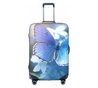 YKJJFVZ Beautiful Blue Butterfly Print Suitcase Protector For Travel,Stylish And Protective Bag Covers For Luggage, White, L