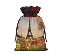 YKJJFVZ Beautiful Eiffel Tower Paris Print Drawstring Gift Bags,Christmas Gift Wrapping Sacks Pouches For Xmas Presents Party Favor