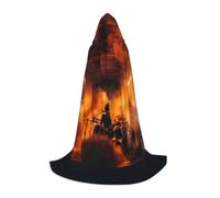 YKJJFVZ Black Smoke Music Print Medieval And Renaissance Cloak With Hood,Wizard,Vampire And Halloween Costumes