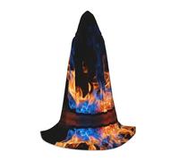 YKJJFVZ Blue Flame Print Medieval And Renaissance Cloak With Hood,Wizard,Vampire And Halloween Costumes