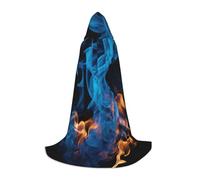 YKJJFVZ Blue Flame Print Medieval And Renaissance Cloak With Hood,Wizard,Vampire And Halloween Costumes