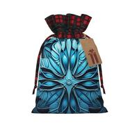 YKJJFVZ Blue Folk Art Pattern1 Print Drawstring Gift Bags,Christmas Gift Wrapping Sacks Pouches For Xmas Presents Party Favor