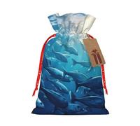 YKJJFVZ Blue Ocean Underwater Fish2 Print Versatile Drawstring Christmas Gift Bags,Burlap Material,Xmas Wrapping Bags,Candy Bags