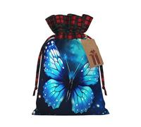 YKJJFVZ Blue Starry Butterfly1 Print Drawstring Gift Bags,Christmas Gift Wrapping Sacks Pouches For Xmas Presents Party Favor