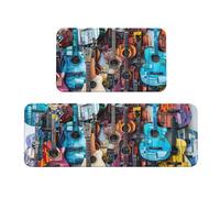 YKJJFVZ Color Acoustic and Guitars Print Kitchen Mats for Floor,Kitchen Rugs Set,for Various Indoor and Outdoor Spaces