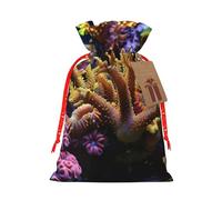 YKJJFVZ Coral Reef Print Medium Size Drawstring Gift Bags Jewelry Pouches For Candy Wedding Favors Christmas