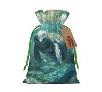 YKJJFVZ Crazy Save Manatee Print Medium Size Drawstring Gift Bags Jewelry Pouches For Candy Wedding Favors Christmas