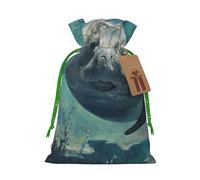 YKJJFVZ Crazy Save Manatee Print Medium Size Drawstring Gift Bags Jewelry Pouches For Candy Wedding Favors Christmas