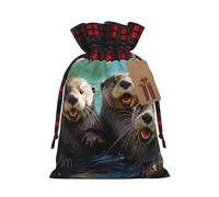YKJJFVZ Cute Otter Print Drawstring Gift Bags,Christmas Gift Wrapping Sacks Pouches For Xmas Presents Party Favor