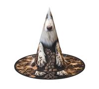 YKJJFVZ Dog Bones Paw Prints Print Trendy Witch Hat,Creative Party Hats,Perfect For Creative And Spooky Costumes