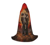 YKJJFVZ Elephant Sunset Print Medieval And Renaissance Cloak With Hood,Wizard,Vampire And Halloween Costumes